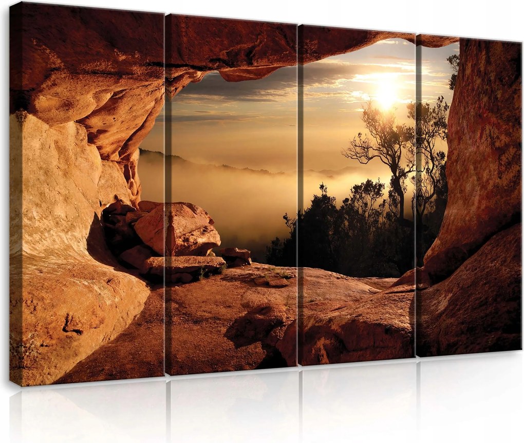 Vászonkép 120x80 Hajnal alkonyat hegyek természet táj nyugalom meleg fény divat