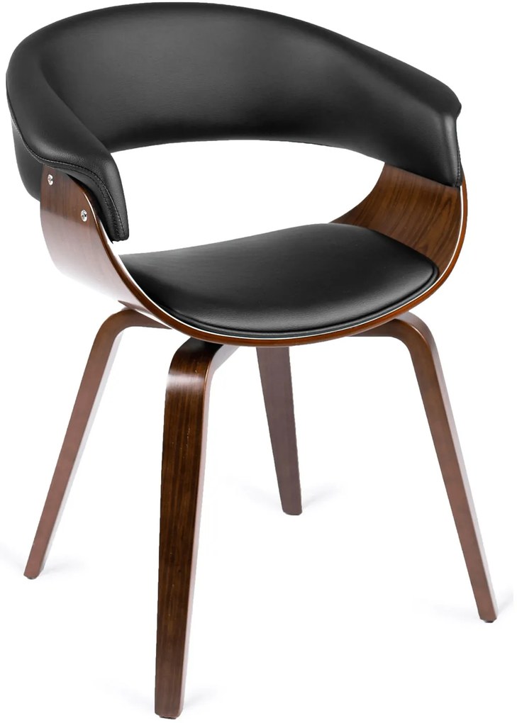 Elegáns Étkezőszék Dió/Fekete Eco-bőr Kárpittal. GARY