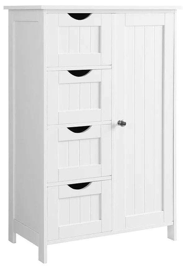 Vasagle PAULA fürdőszobai szekrény 4 fiókkal és polccal, 55x30x81cm, fehér