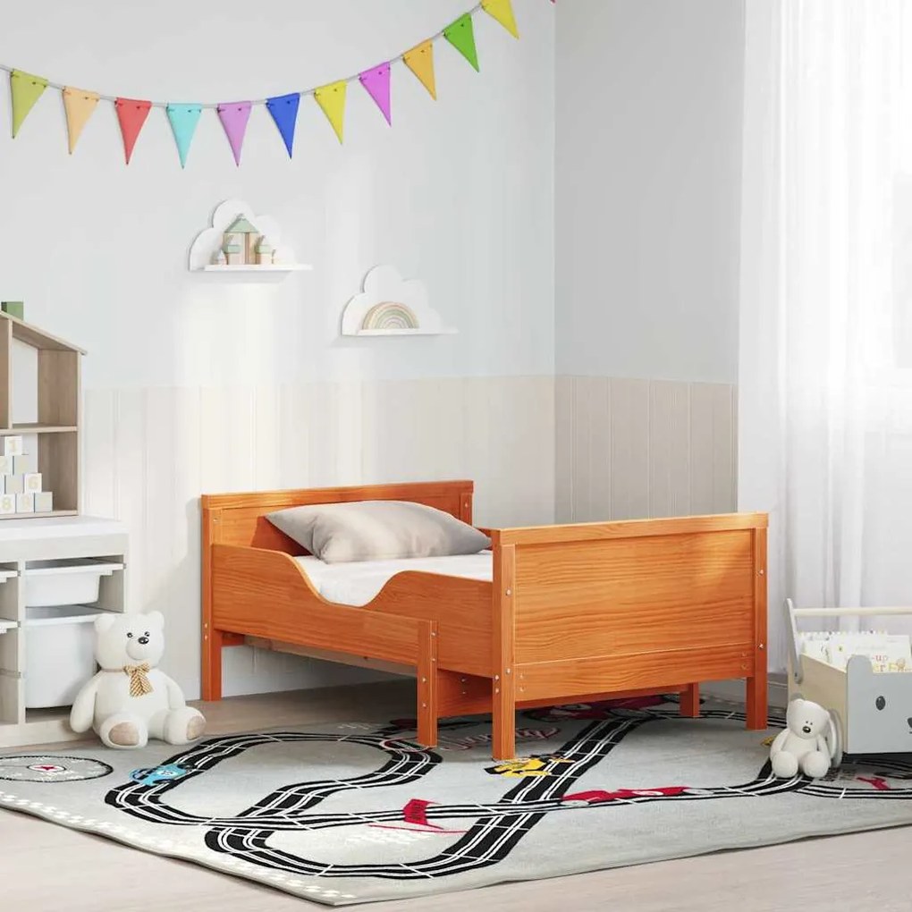 Ágykeret matracmal Viaszbarna 80 x 200 cm Tömör fenyőfa