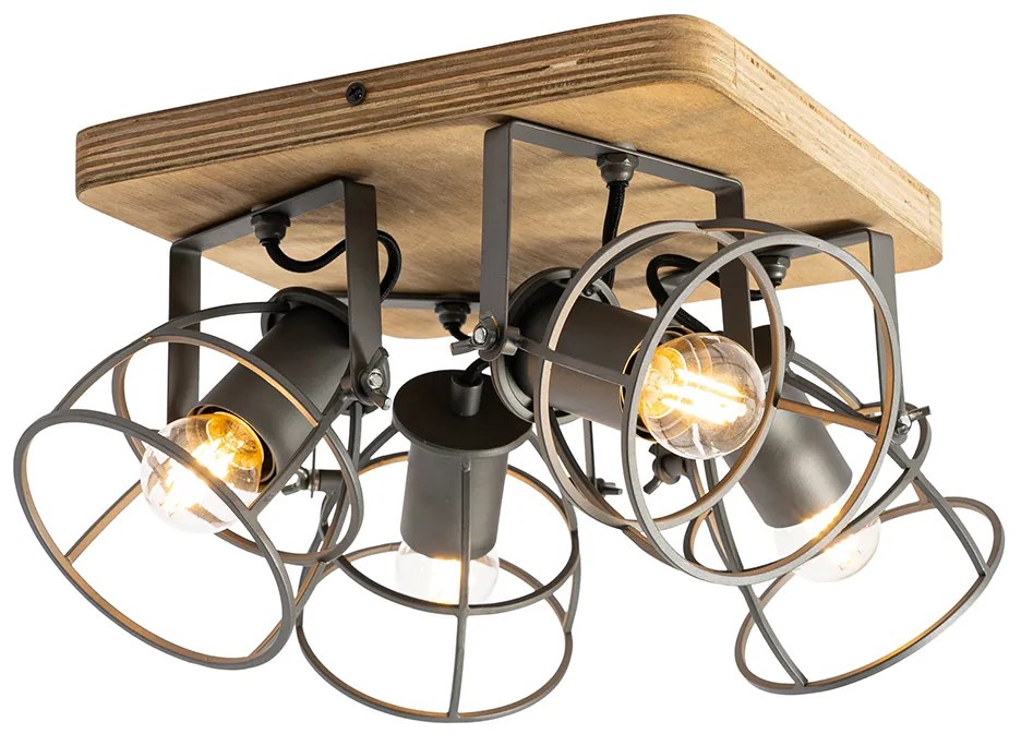 Ipari spotlámpa fa sötétszürke állítható 4-lámpás - Arthur