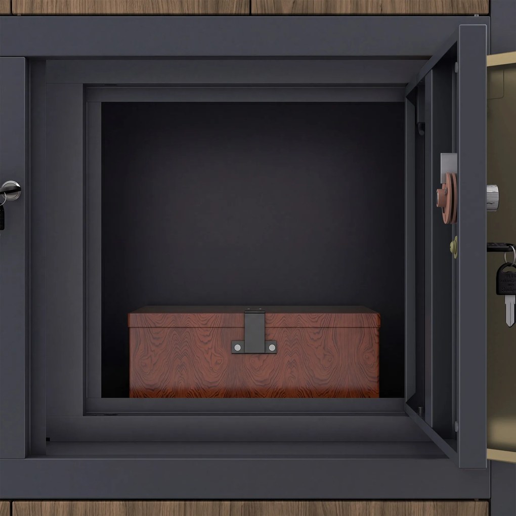 Fém irodai szekrény széffel, antracit, dió, 900x1850x400 mm: FILIP II Eco Design