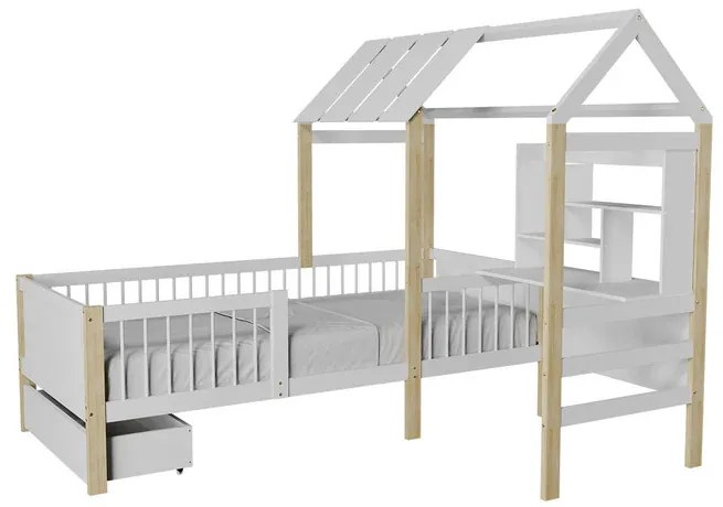 Juskys Gyerekágy Yari 178x204x166 cm – fehér/natúr