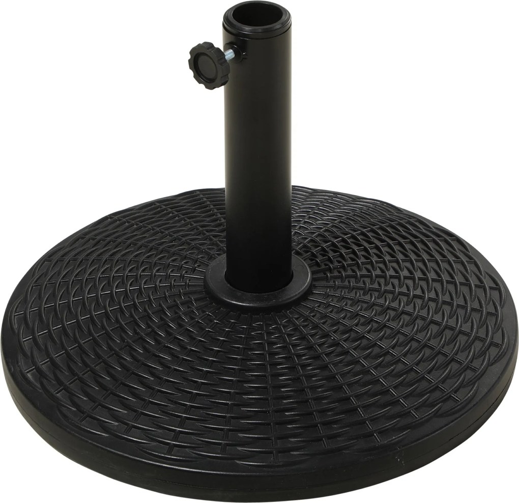 Outsunny Kerek Napernyő Alap Súlyállvány Ø 44,5 x 32 cm, 12,5 KG nettó súly, HDPE és fekete cement | Aosom