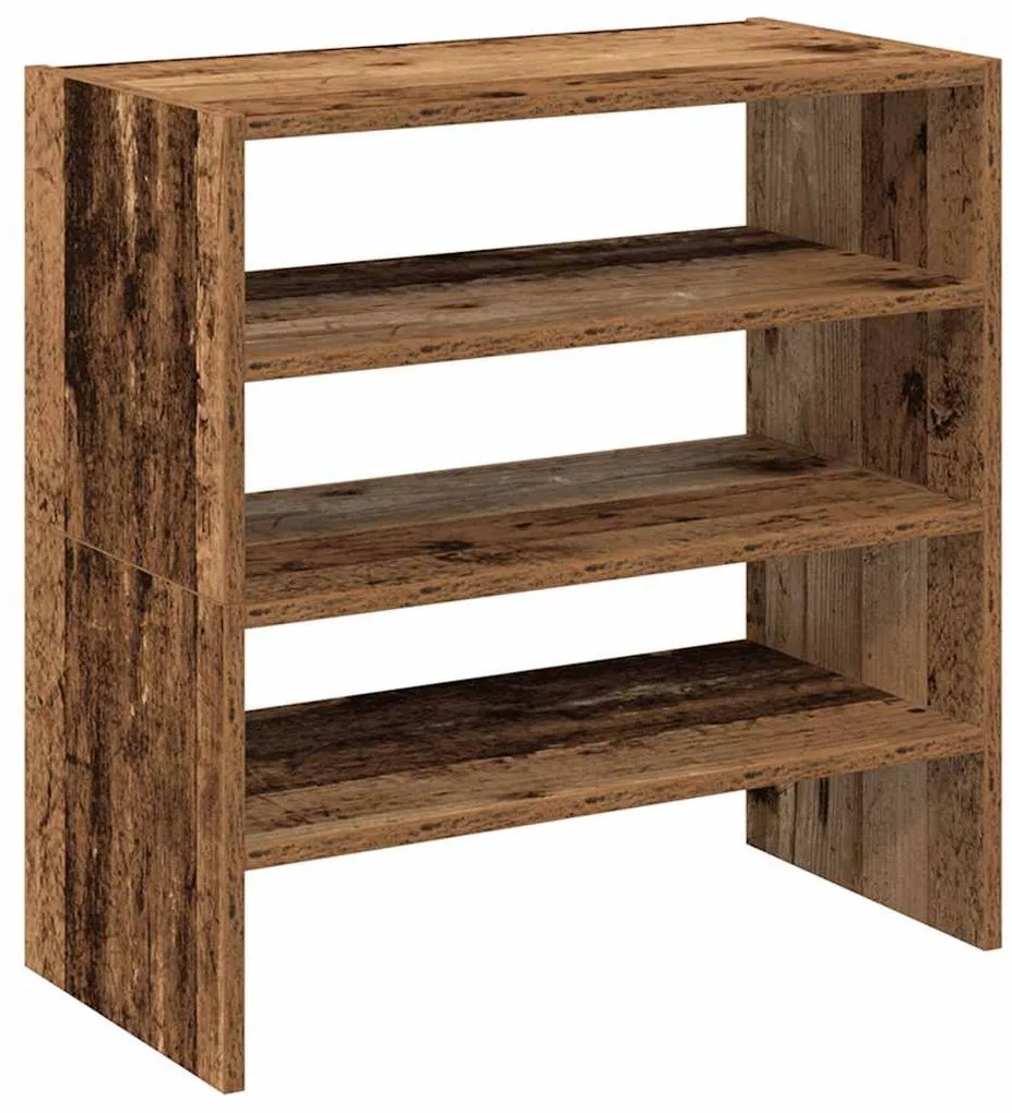 2 db antik fa színű cipőtartó állvány halmozható 60x30x30,5 cm