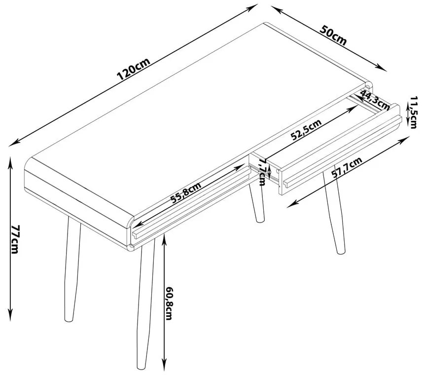 Íróasztal 50x120 cm Chantal – Støraa