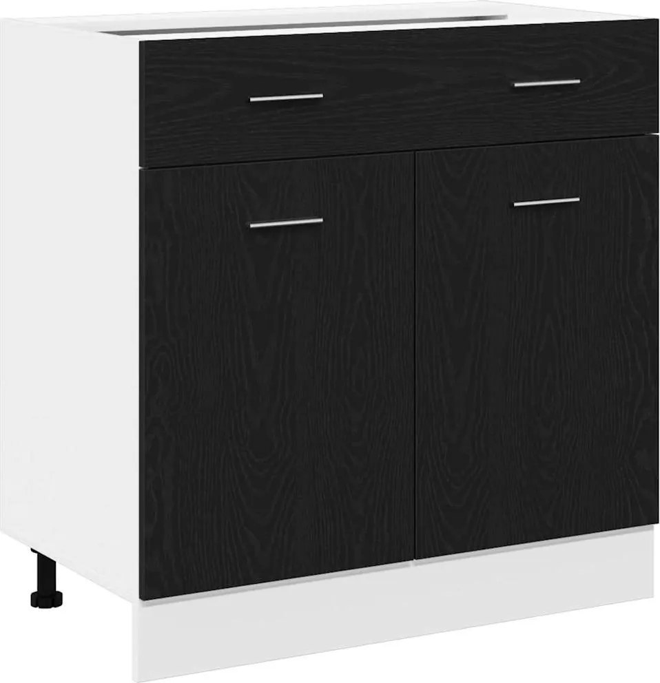 vidaXL Függő szekrény fiókkal Fekete tölgy 80 x 31 x 81,5 cm Faanyag