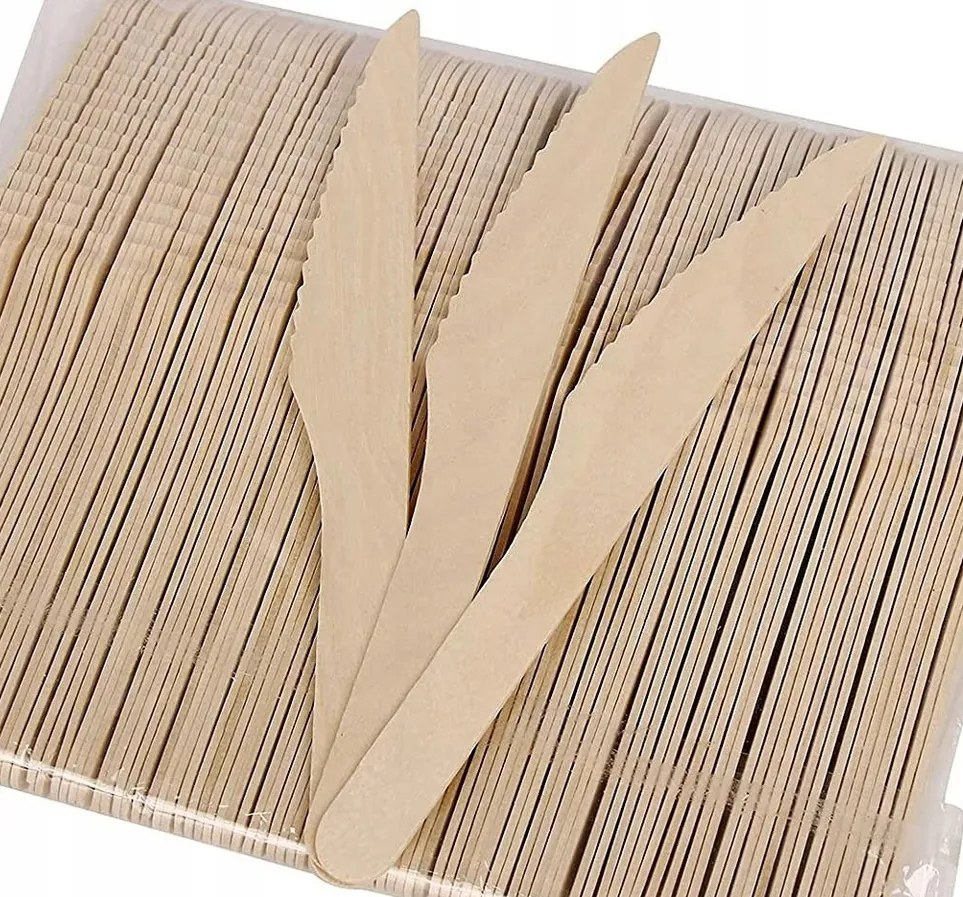 Fa Kések Eldobható Evőeszközök Öko kés grill piknik party 100 db