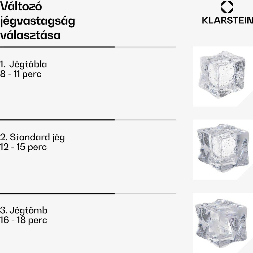Klarstein Glacial ipari jégkészítő 45 kg LED kijelzővel és ablakkal