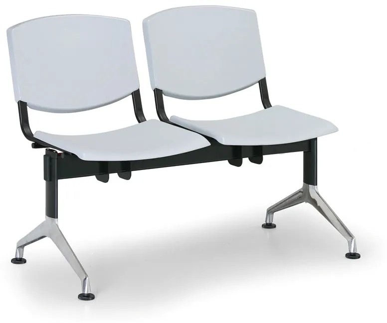 Design műanyag pad, 2 üléses, szürke