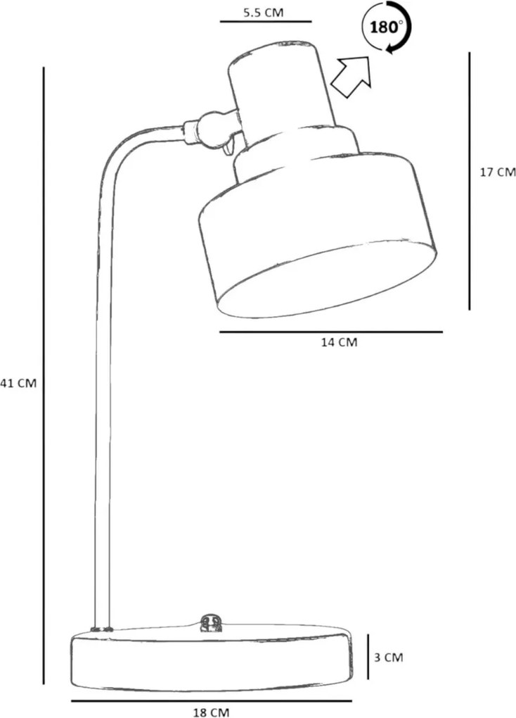 Fém éjjeli lámpa, Ø14 cm – TR534LUN6504