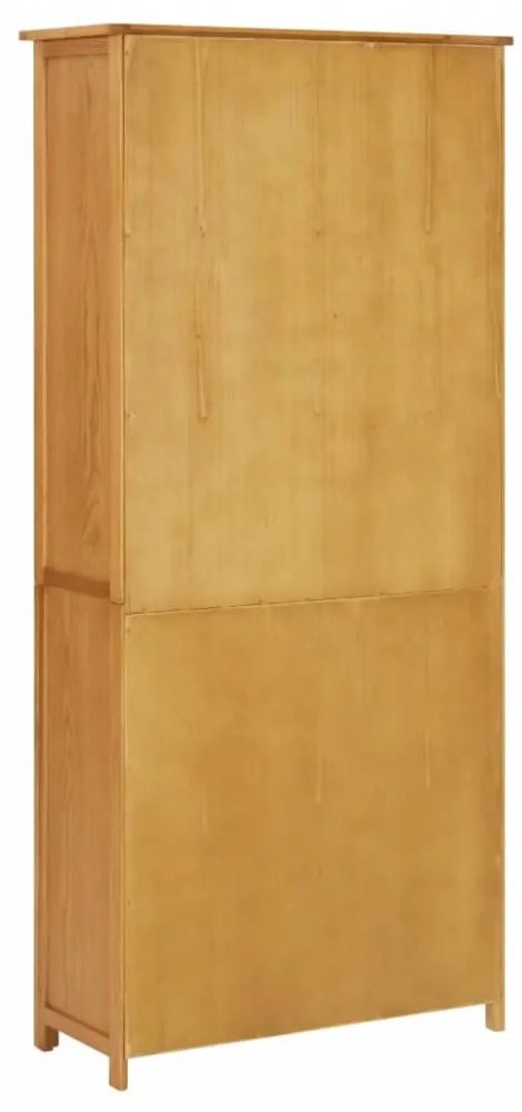 Tömör tölgyfa és üveg könyvespolc 4 ajtóval 80 x 35 x 180 cm