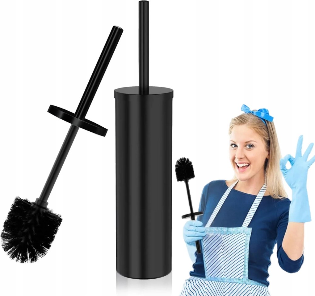 Függő Wc kefe Fürdőszoba Wc fali tartó Fekete Nagy