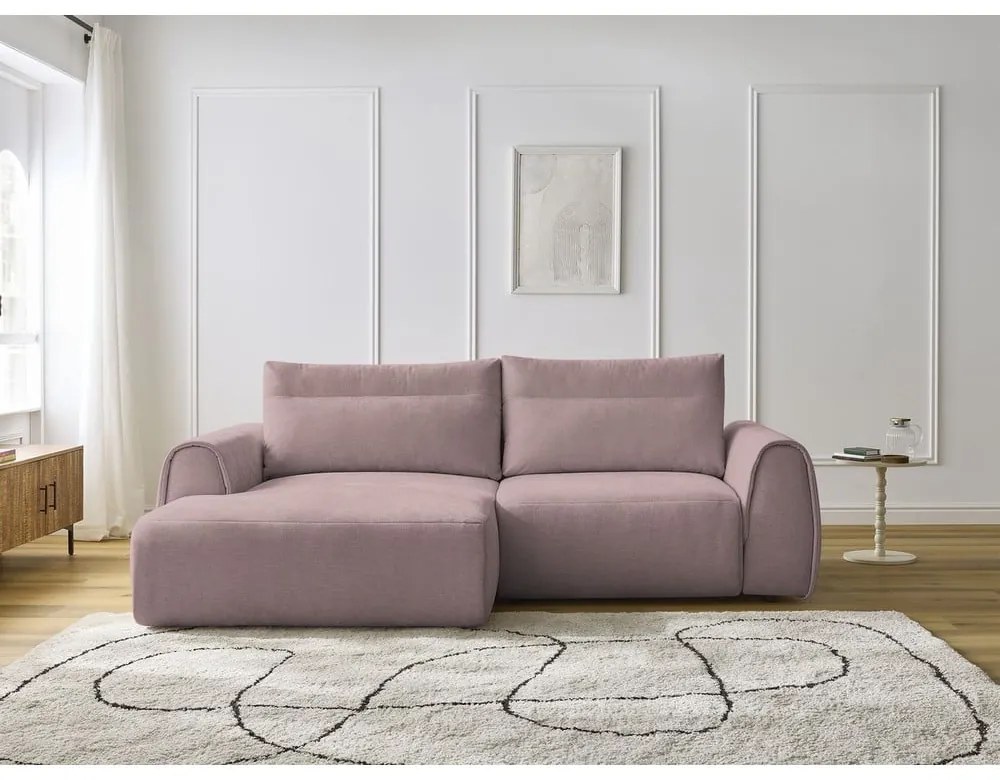 Világos rózsaszín sarokkanapé Aden – Bobochic Paris