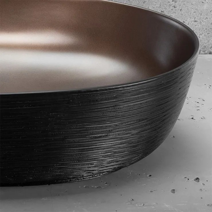 Rea Cleo, asztali mosdó 605x410x140 mm, réz matt-fekete, REA-U6383