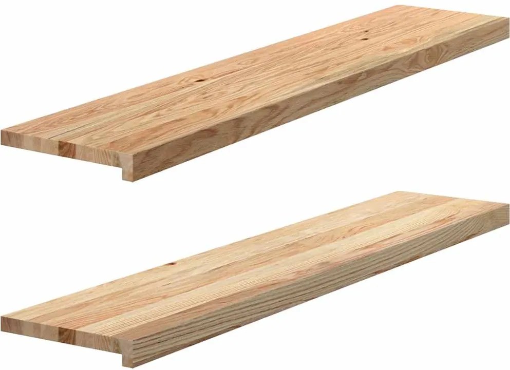 vidaXL 2 db tömör tölgyfa lépcsőfokok kezeletlen 120x30x2 cm