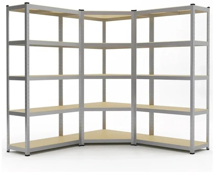 Stabil sarok tároló fém állvány 5 polccal 180x90x40