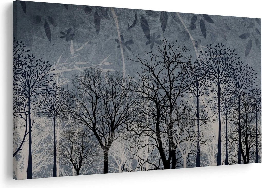 Kép - Fa sziluettek levelekkel (90x60 cm)