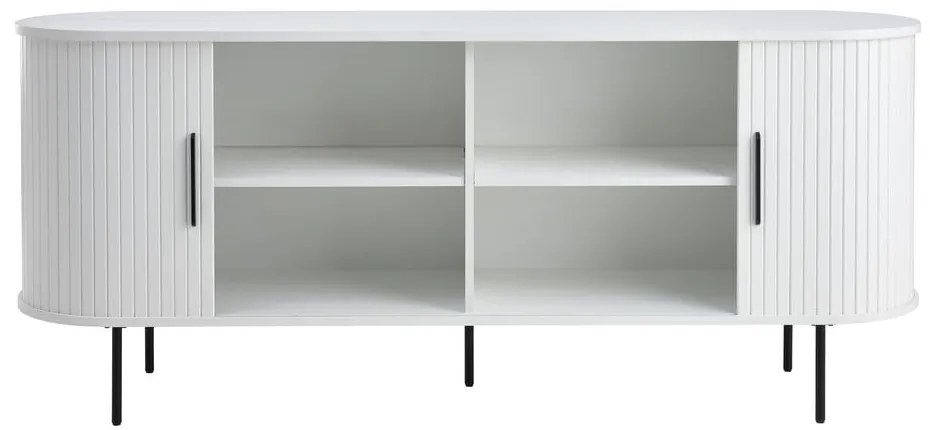 Fehér komód tolóajtóval 180x76x45 cm Nola – Unique Furniture