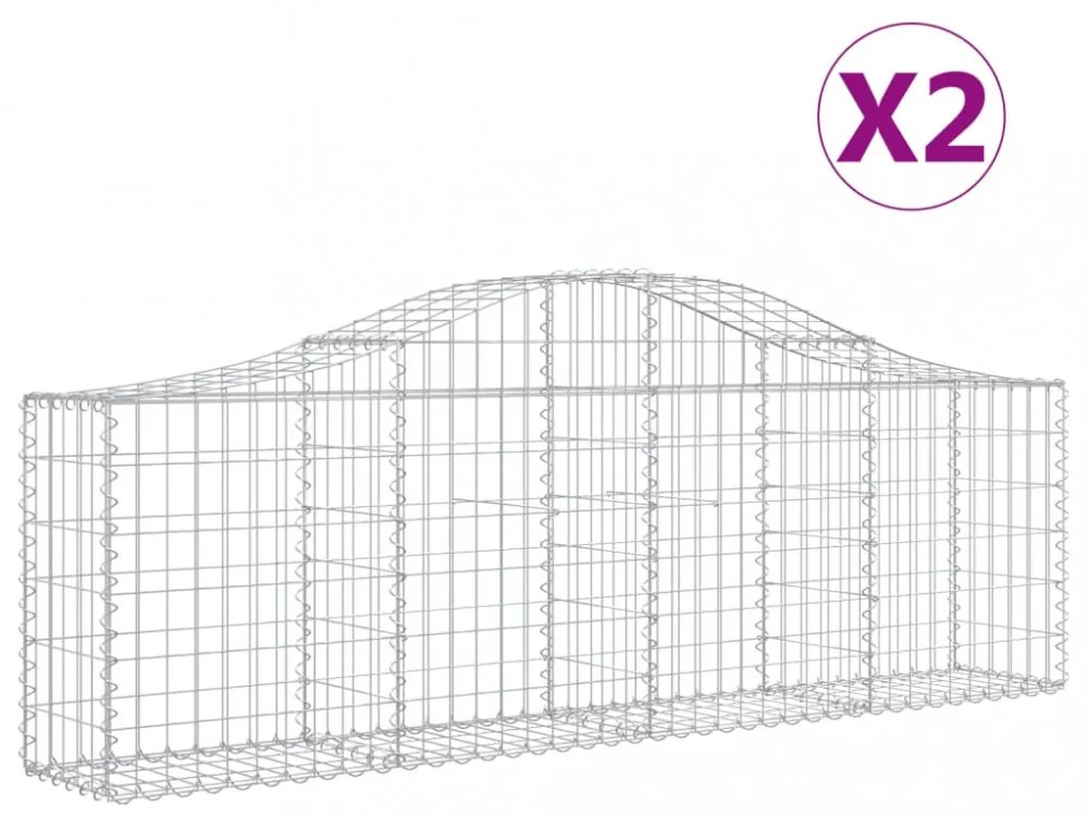 2 db íves horganyzott vas gabion kosár 200x30x60/80 cm