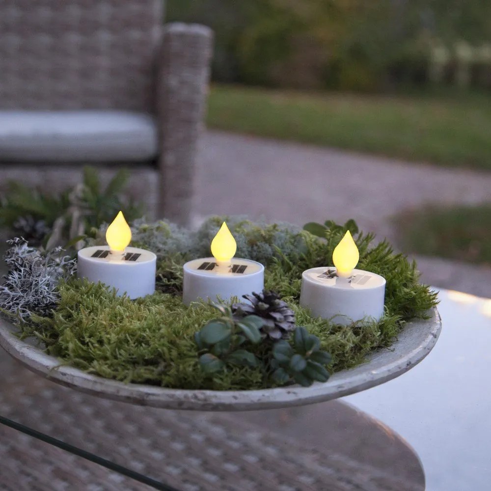 Napelemes kültéri LED gyertya szett 3 db-os (magasság 5,5 cm) Saul – Star Trading