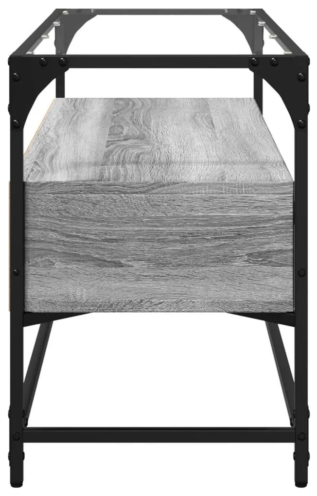 szürke sonoma szerelt fa TV-szekrény üveglappal 98 x 35 x 51 cm
