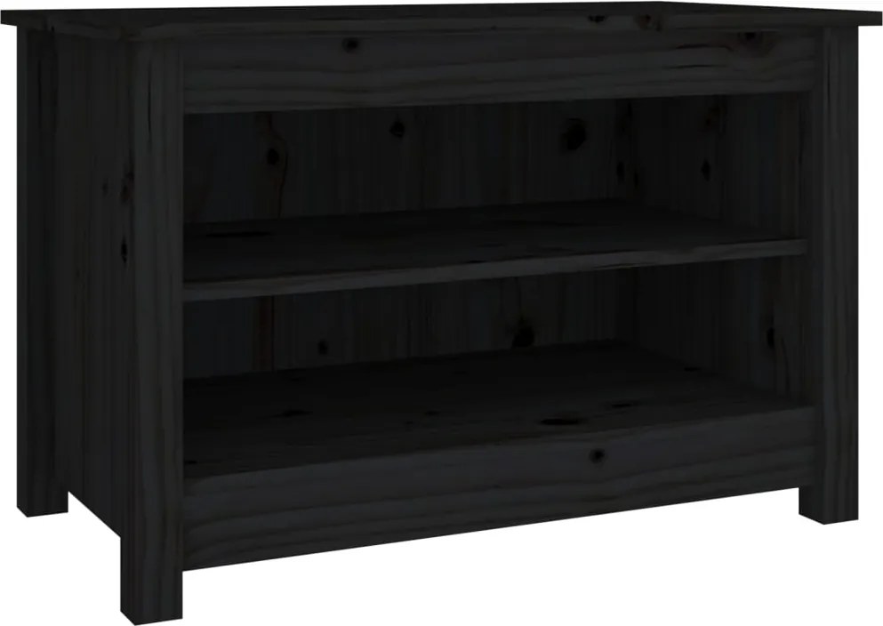 vidaXL fekete tömör fenyőfa cipőtároló pad 70x38x45,5 cm