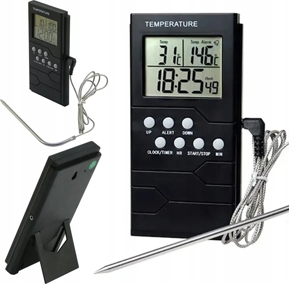 Konyhai Hőmérő Időzítő Elektronikus Szonda Hús Nyárs