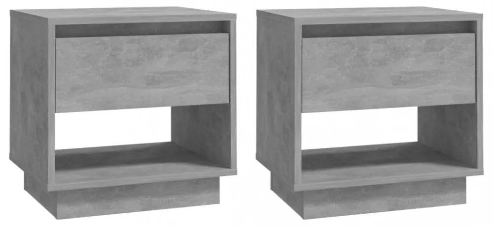 2 db betonszürke szerelt fa éjjeliszekrény 45x34x44 cm