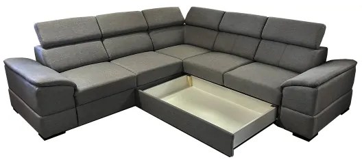 Univerzális, kihúzható sarokülőgarnitúra tárolóhellyel GRANADA sötétszürke