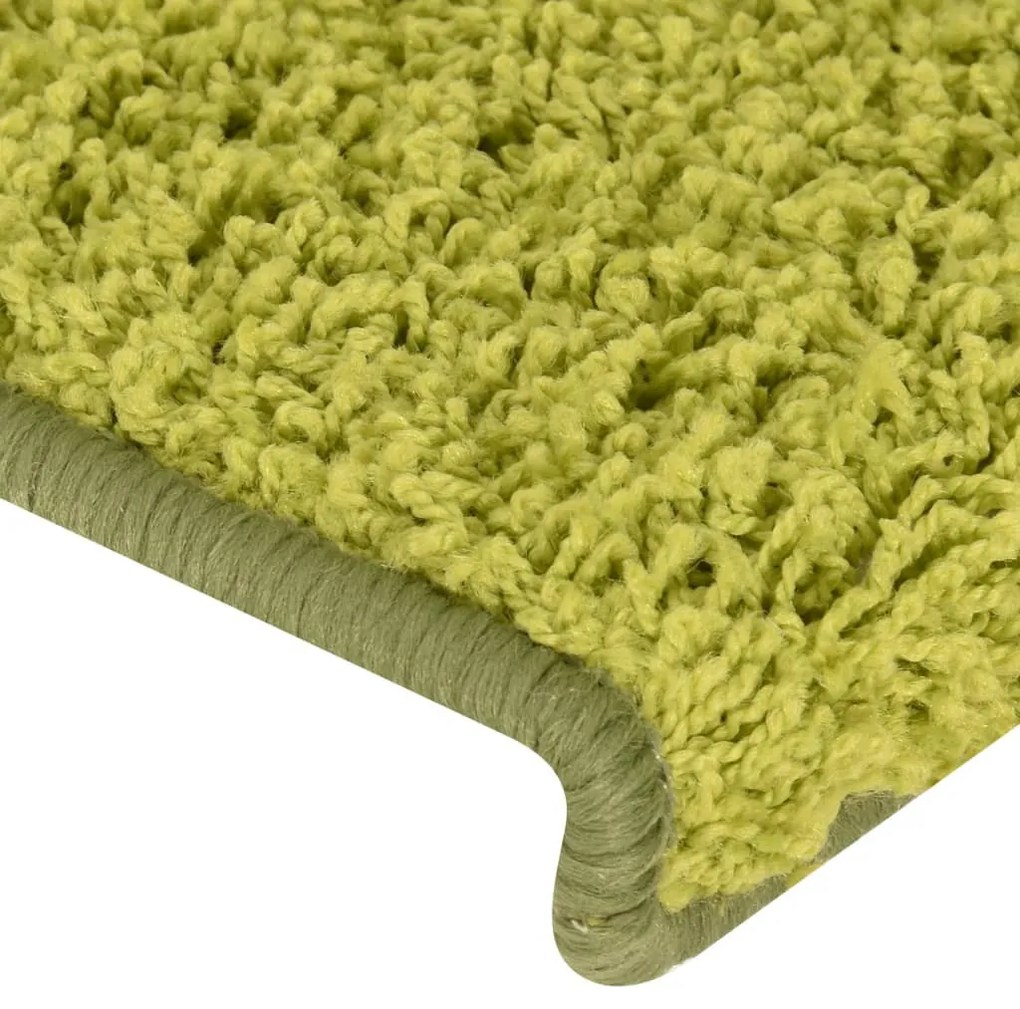 15 db zöld lépcsőszőnyeg, téglalap alakú széllel, 65 x 21 x 4 cm