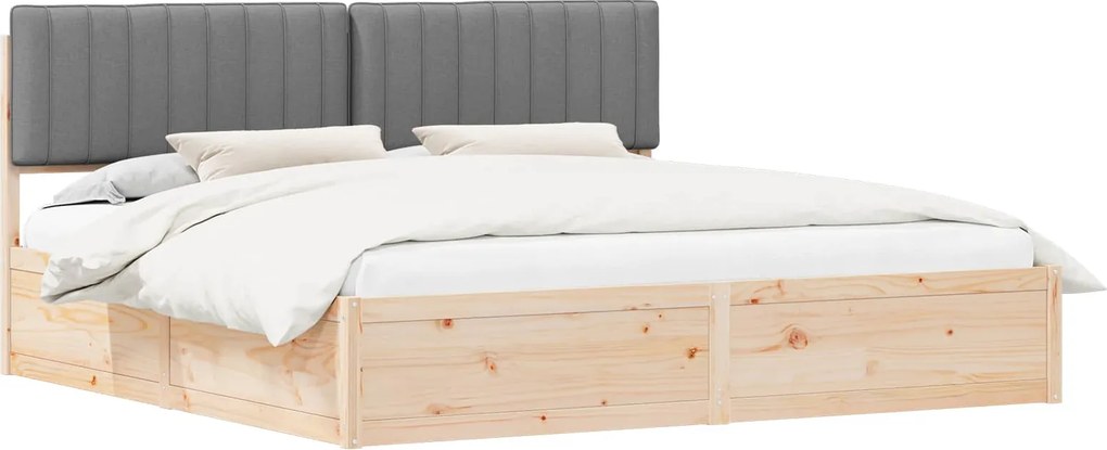 vidaXL Ágykeret Kárpitozott Fejtámlával Világosszürke 200 x 200 cm