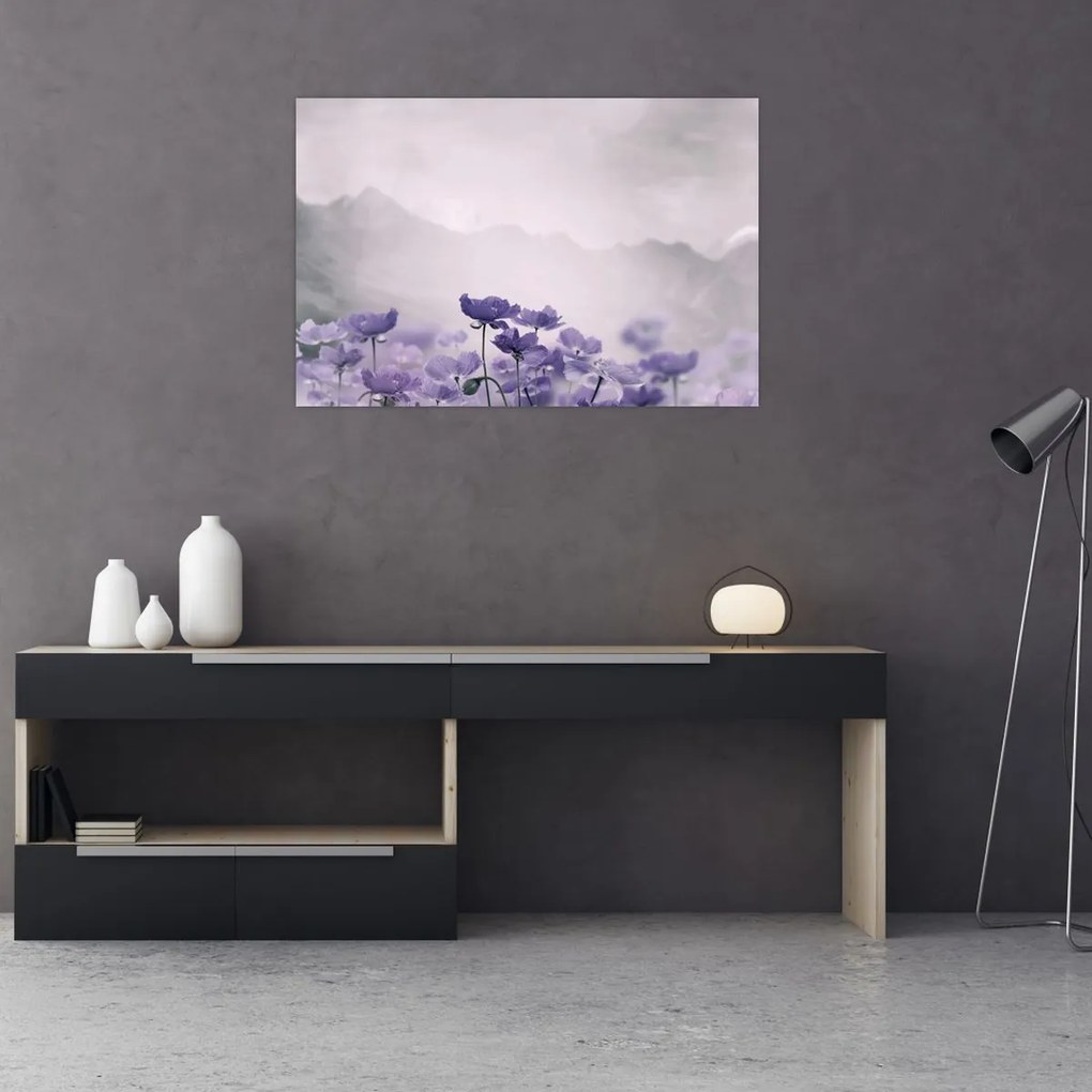 Kép - Lila virágok a hegyekben (90x60 cm)