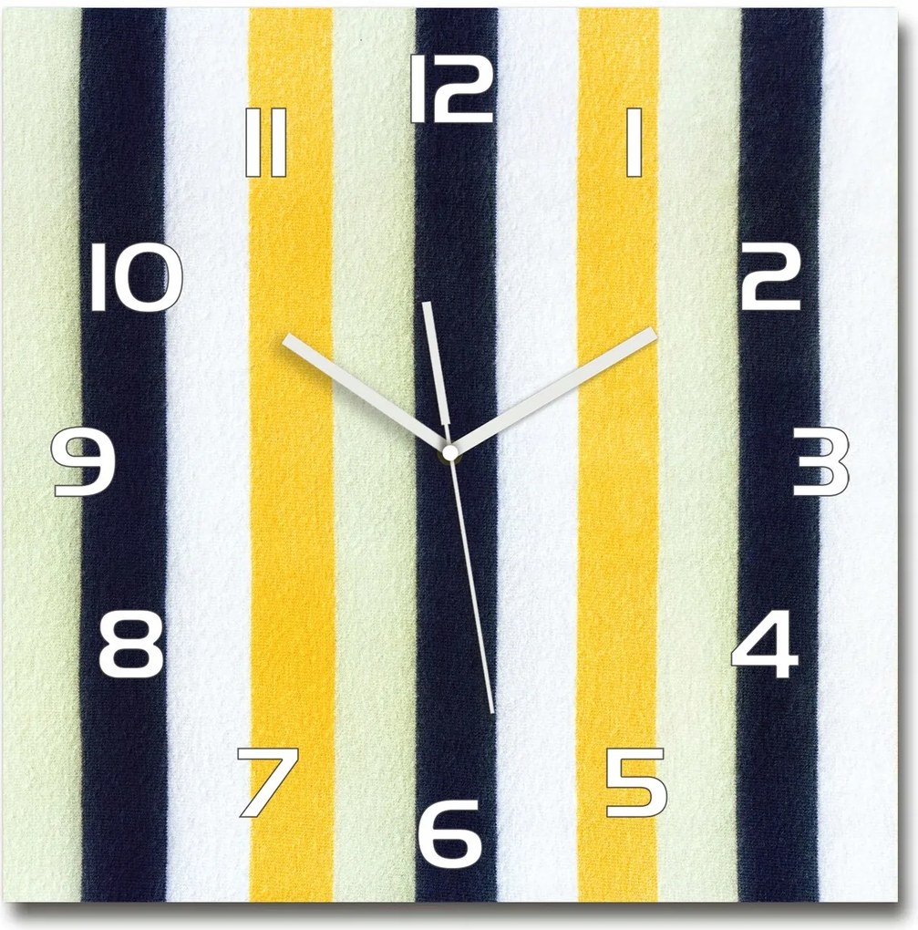 Nagy négyzet alakú üveg falióra Csíkos háttér 60x60 cm