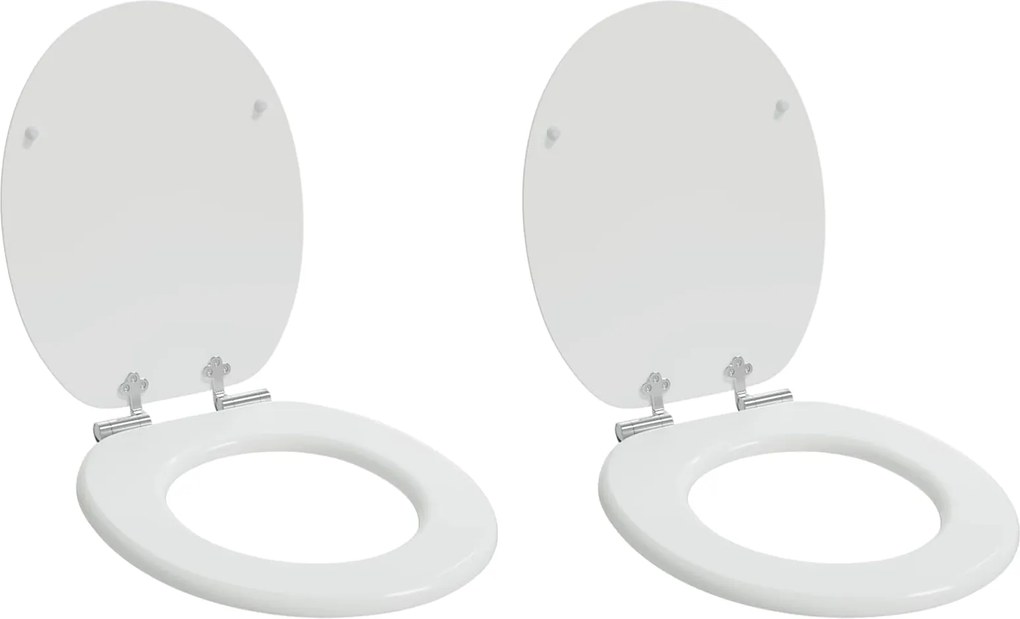 vidaXL Lágy záródású WC ülőke 2 pcs Fehér 44 x 38 cm MDF lap