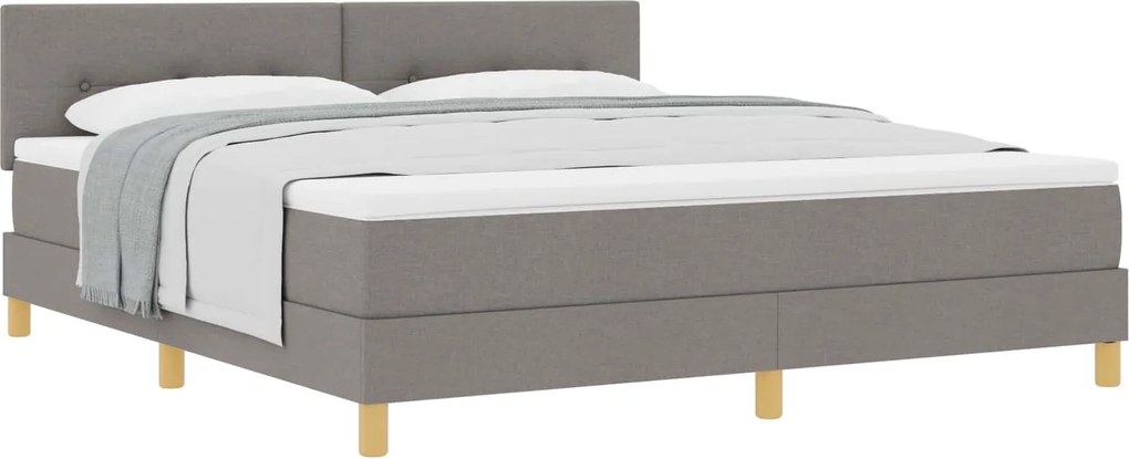 vidaXL Boxrugós ágy matracmal fejtámlával Tópszínű 180 x 200 cm szövet