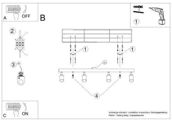 Sollux SL.1379 - Spotlámpa WINX 4xGU10/10W/230V fekete/réz