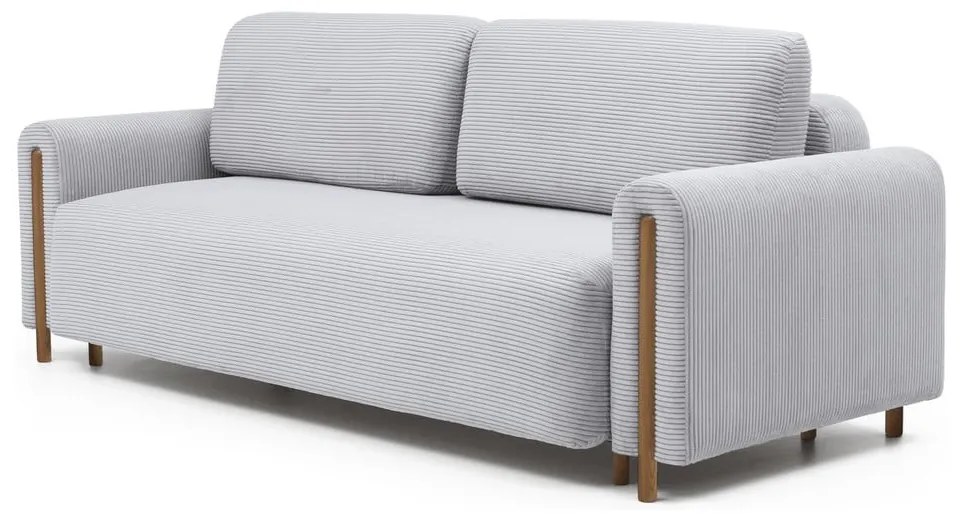 Szürke kordbársony kinyitható-tárolóhelyes kanapé 244 cm Arcadova – ELTAP
