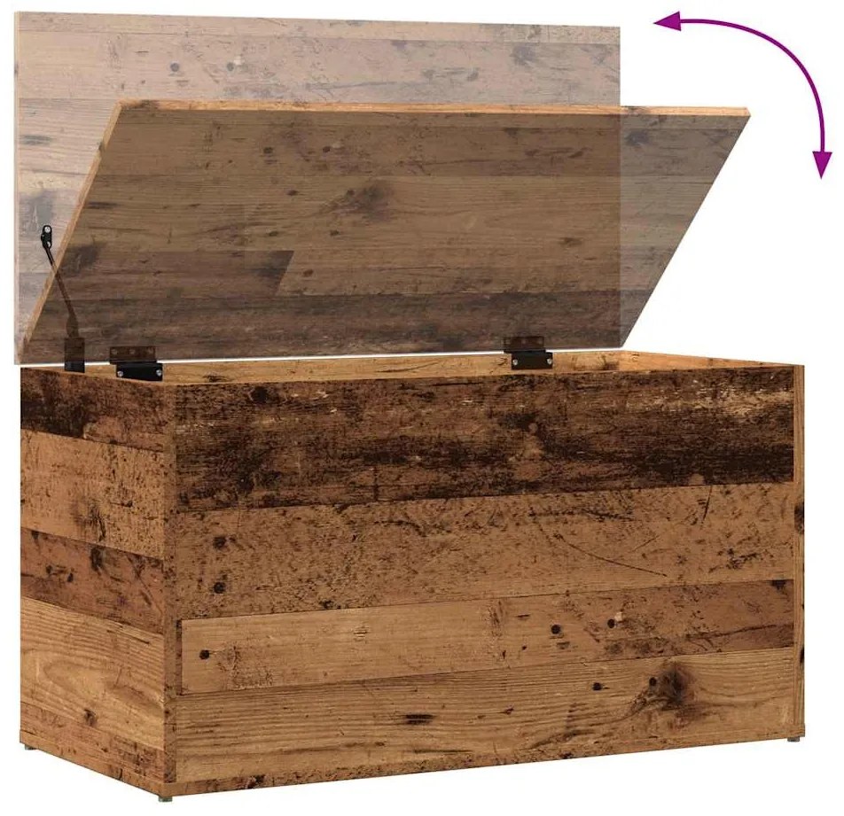 antik fa színű szerelt fa tárolóláda 84 x 42 x 46 cm