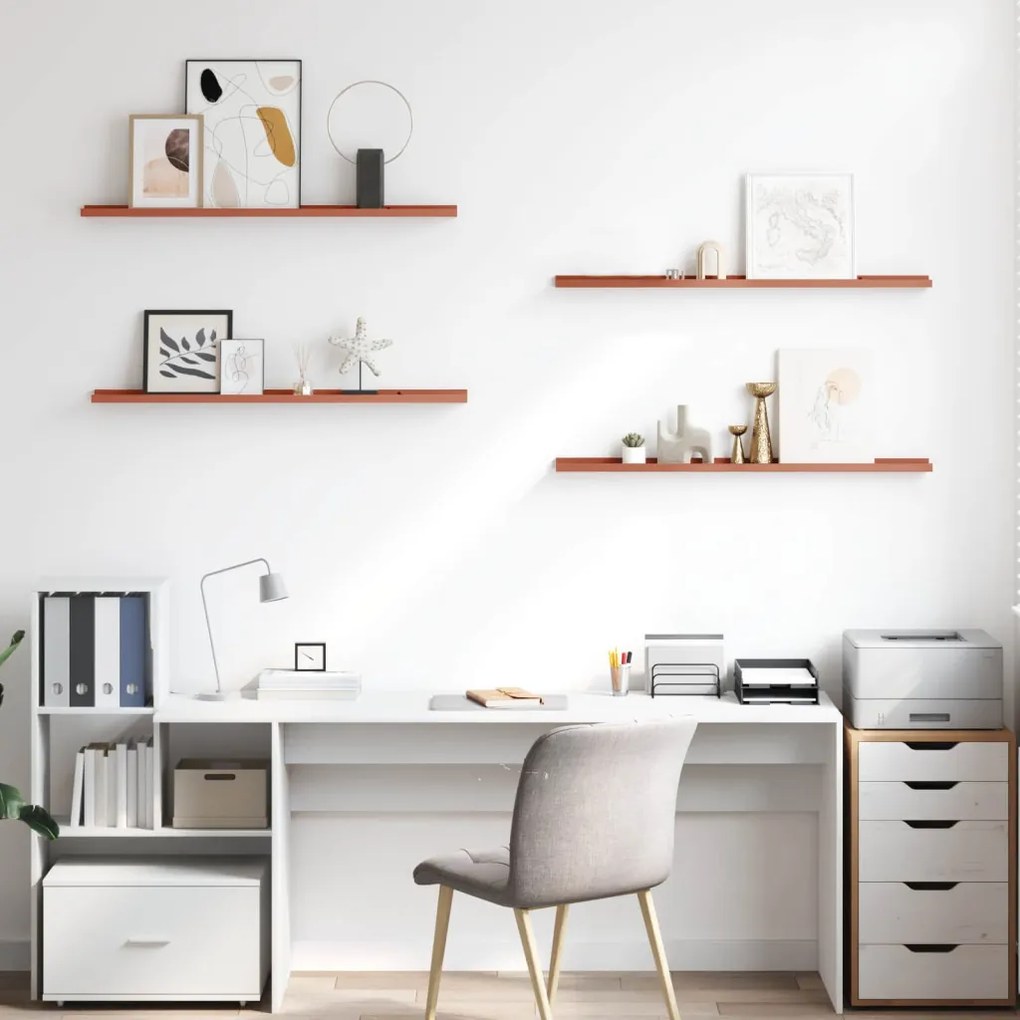 vidaXL Falpolc polcokkal tárolóval 4 pcs Piros 100 x 9 x 3 cm Faanyag