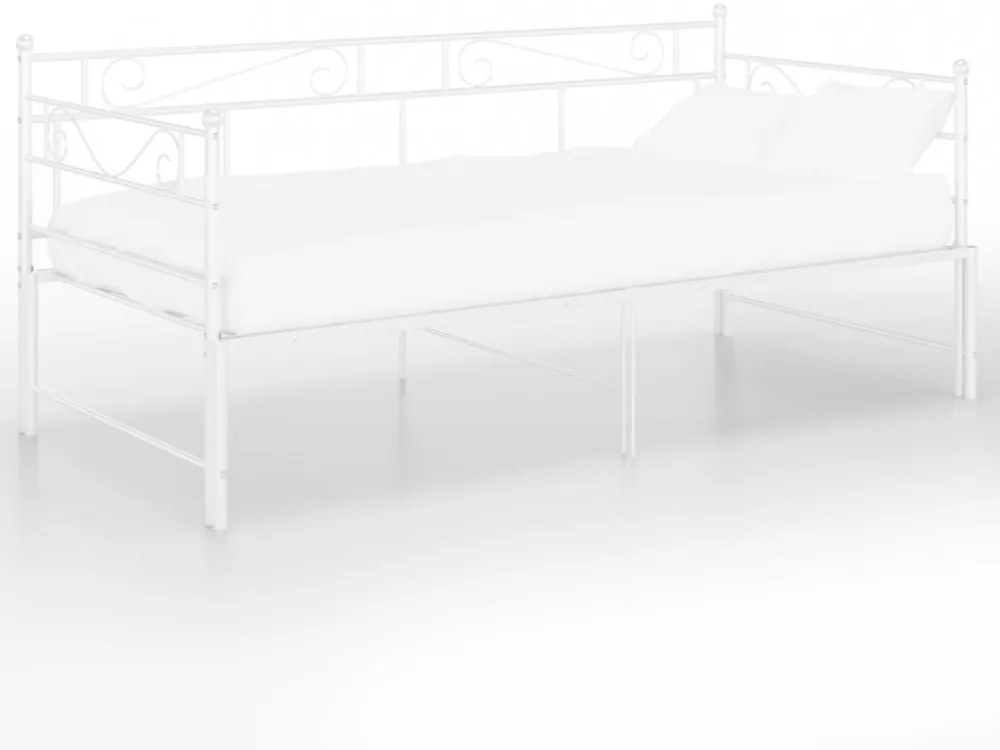 fehér fém kihúzható kanapéágy-keret 90 x 200 cm