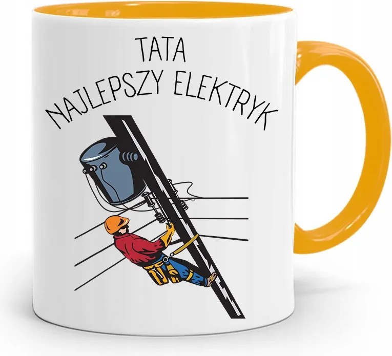 Sárga Apák Napi Bögre Apáknak A Legjobb Villanyszerelő Nyomtatott Fotóval