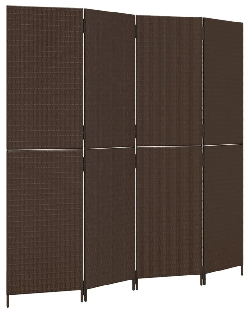 barna 4 paneles polyrattan térelválasztó