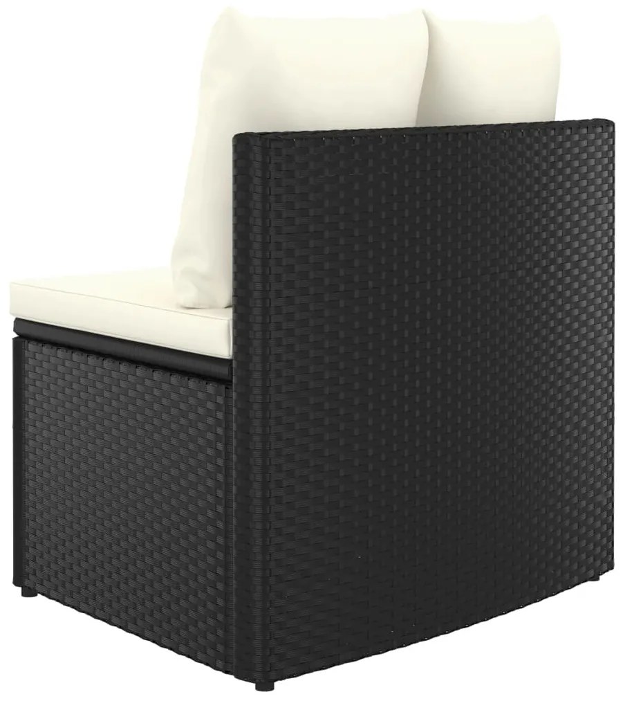2 részes fekete polyrattan kerti ülőgarnitúra párnákkal