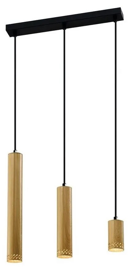 Csillár zsinóron TUBO 3xGU10/25W/230V fa