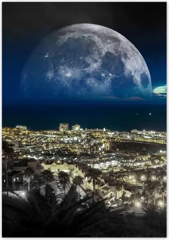 Poszterek 70x100 Hold a város felett Éjszaka