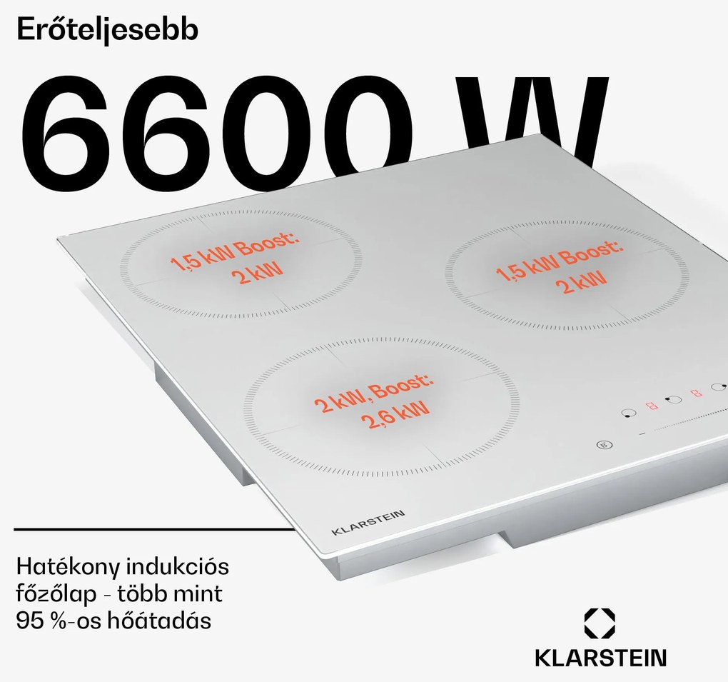 Klarstein Delicatessa Indukciós főzőlap, 45 cm, 6600 W, 3 főzőlap
