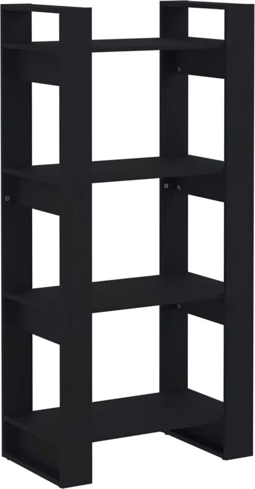 vidaXL fekete tömör fa könyvszekrény/térelválasztó 60 x 35 x 125 cm