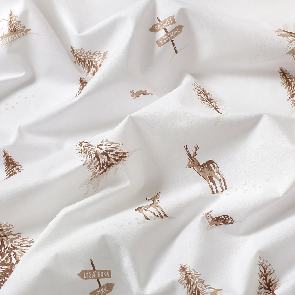 Goldea karácsonyi pamut ágyneműhuzat duo - hegyvidéki táj, kávébarna színű hátoldal 200 x 200 és 2db 70 x 90 cm