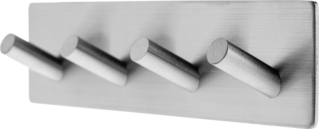 Fürdőszobai Törölközőtartó Tartó 4 Akasztós Öntapadós Ezüst Erős